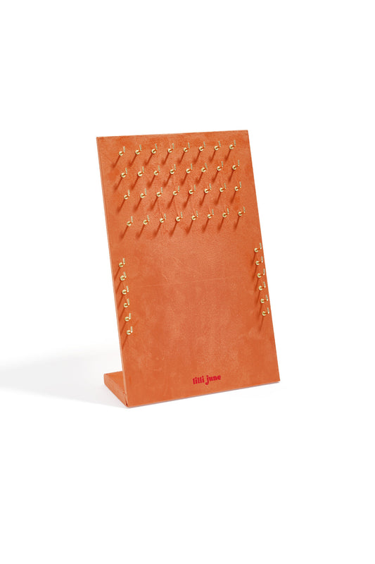 Stylish Orange Suede Necklace Display for All Jewelry