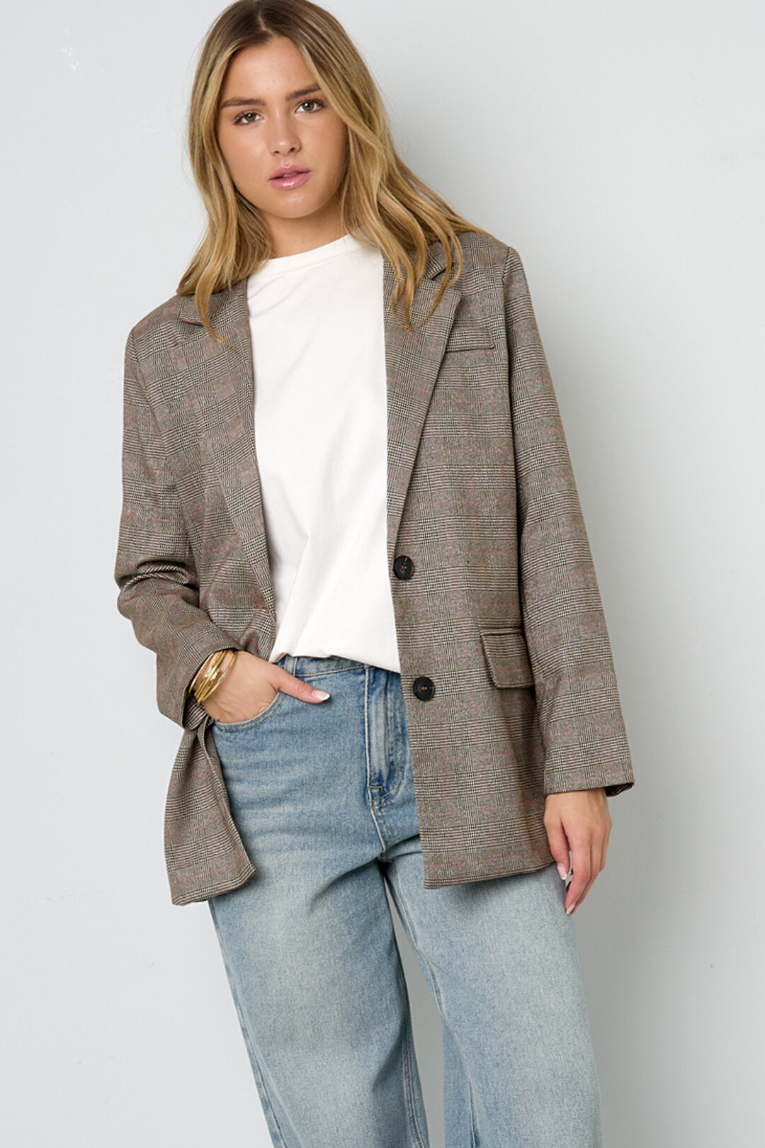 Elegant Checkered Ladies' Suit Set for Fall/Winter