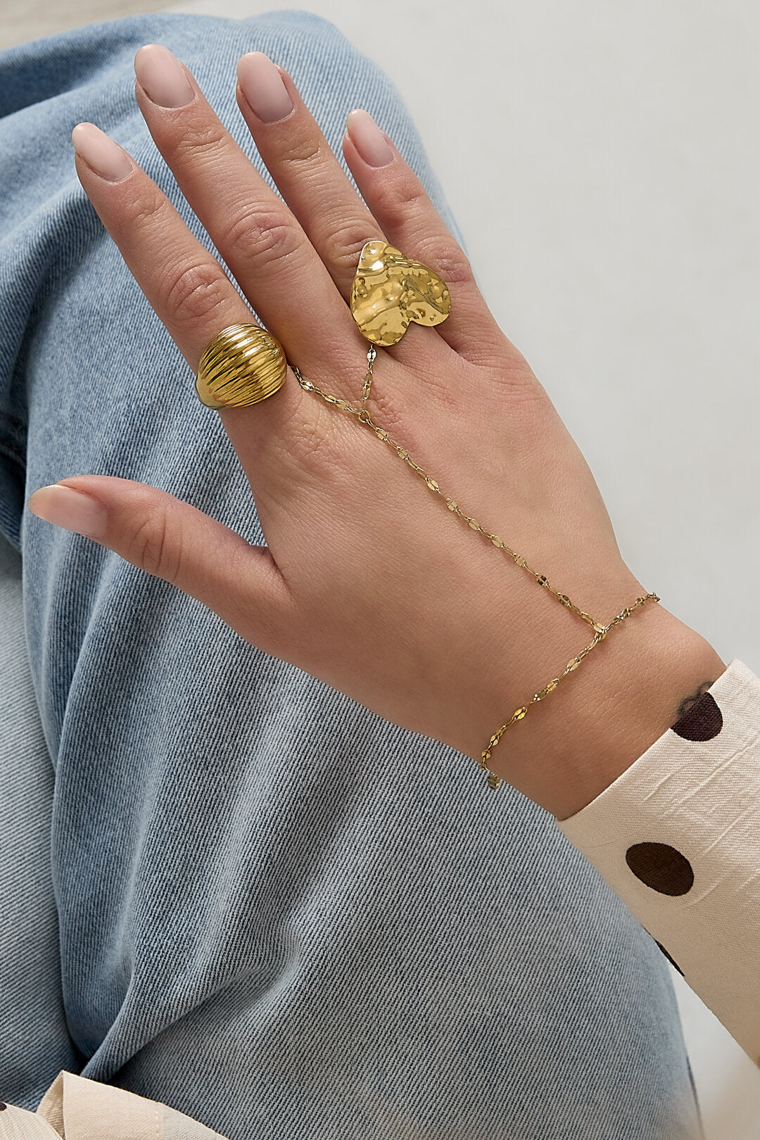 Elegant Silver & Gold Hand Chain for Everyday Wear