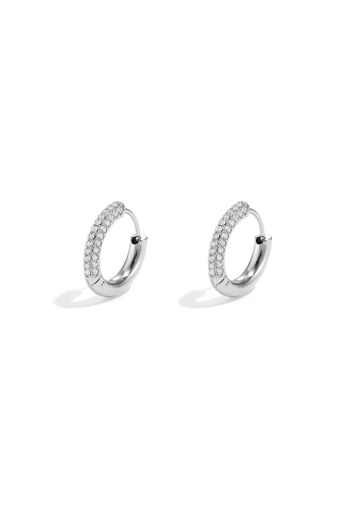 Elegant Rhinestone Hoop Earrings - Silver & Gold