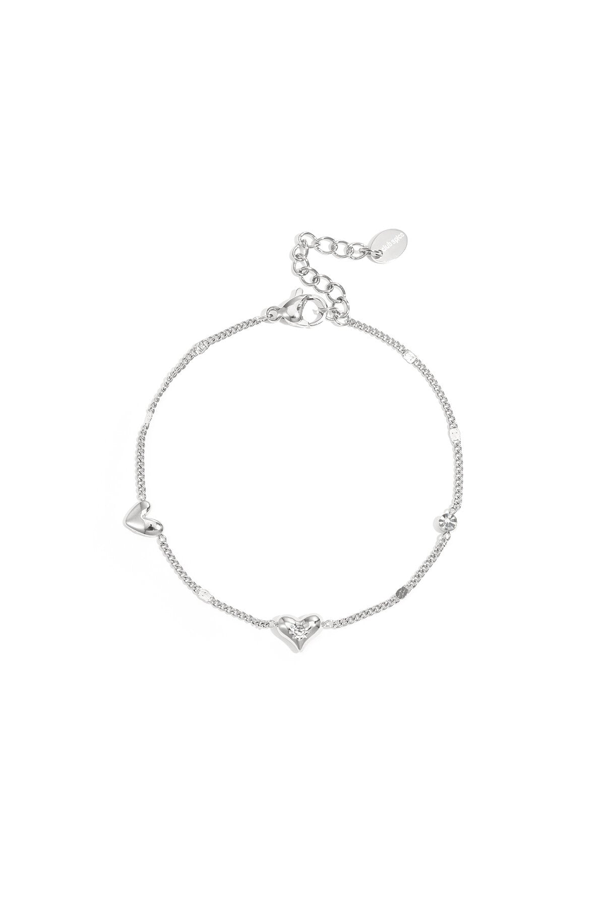 Elegant All-Fit Heart Charm Bracelet - Silver & Gold