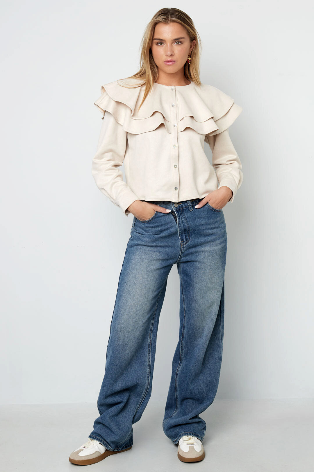 Elegant Ruffle Trim Blouse for Fall/Winter