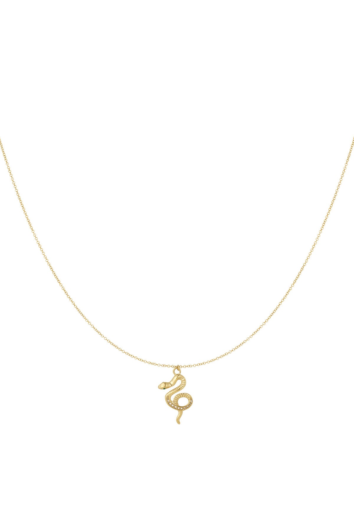 Elegant Rhinestone Snake Pendant Necklace, Silver & Gold