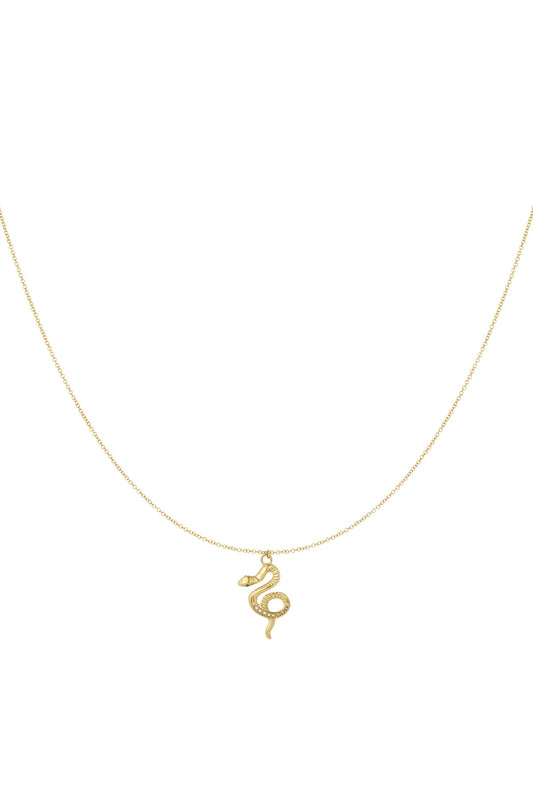 Elegant Rhinestone Snake Pendant Necklace, Silver & Gold