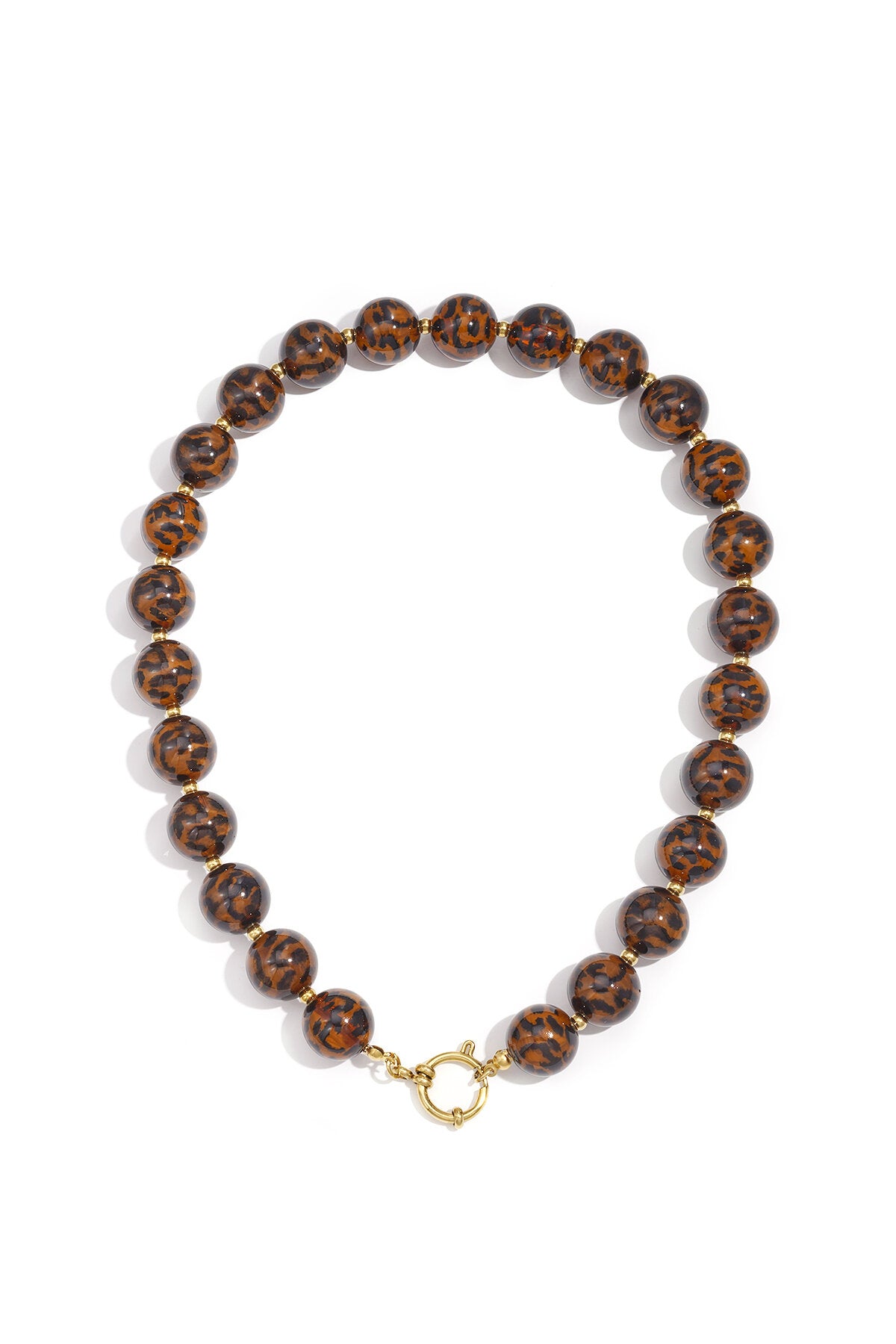 Retro Leopard Print Beaded Necklace for Women