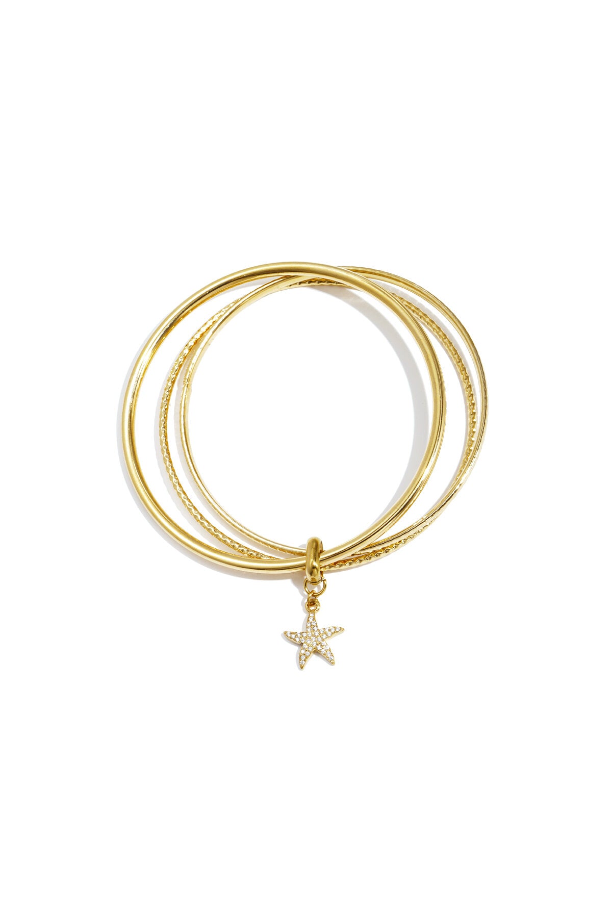 Elegant Gold Color Stainless Steel Bangle with Rhinestones