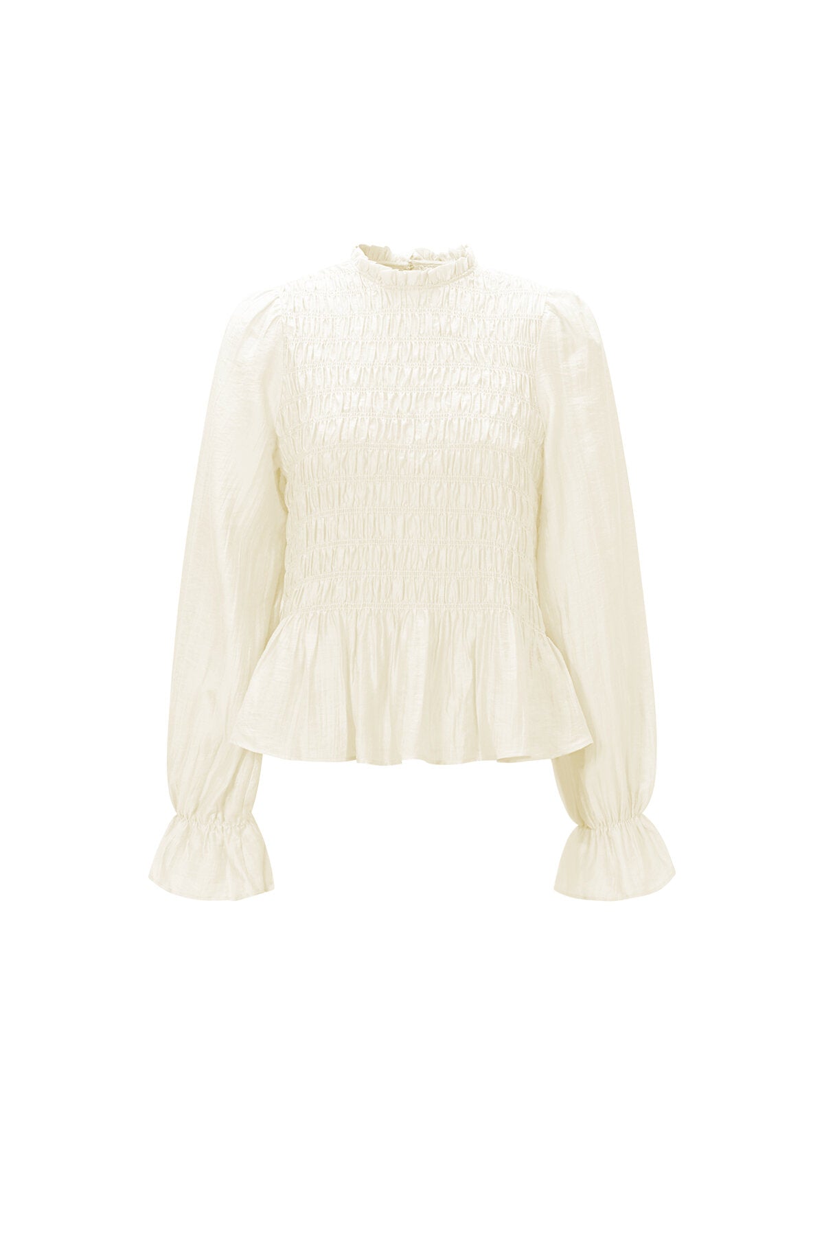 Elegant Spring/Summer Long Sleeve Top in Baby Blue & Off-White