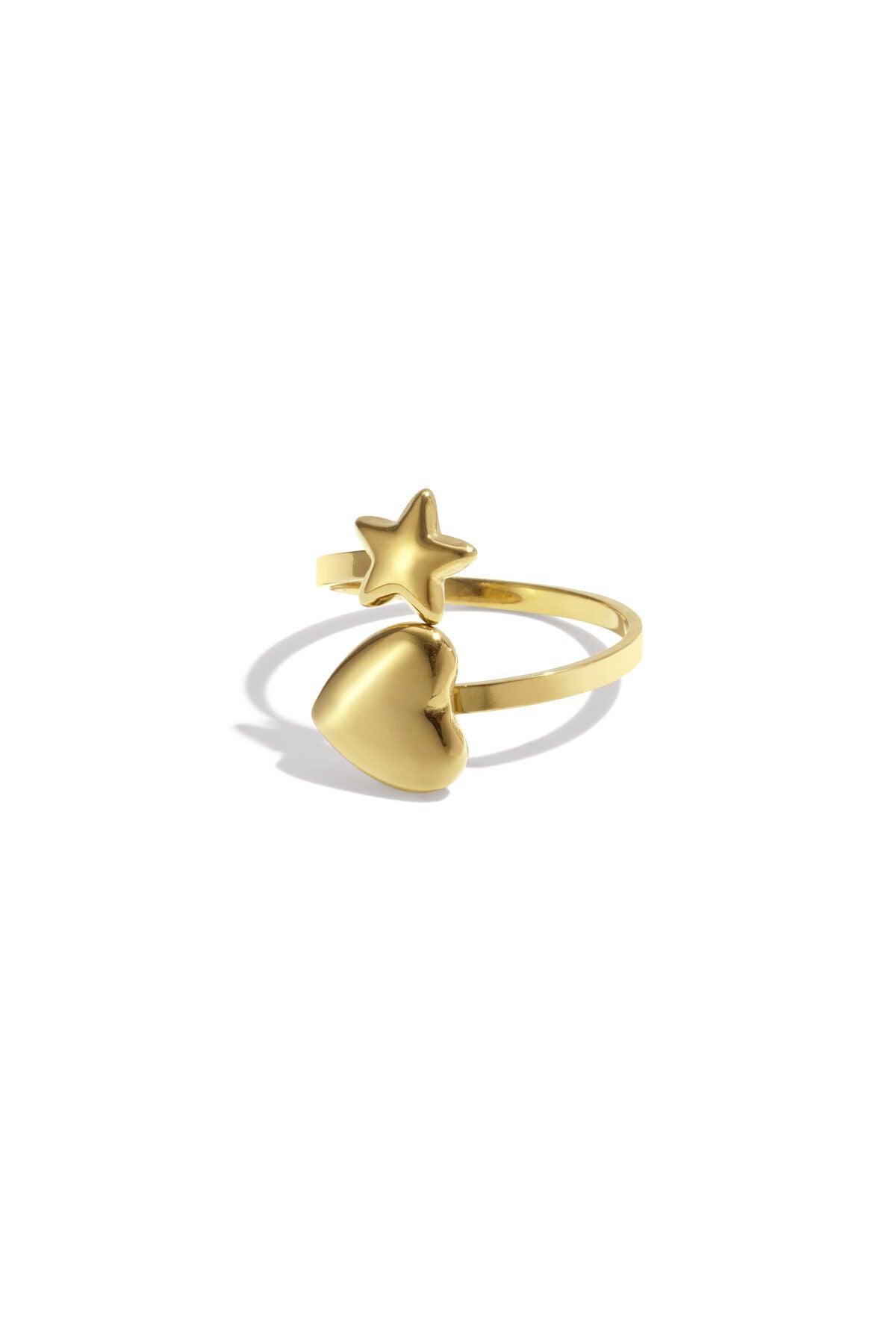 Elegant Adjustable Minimalist Heart & Star Ring