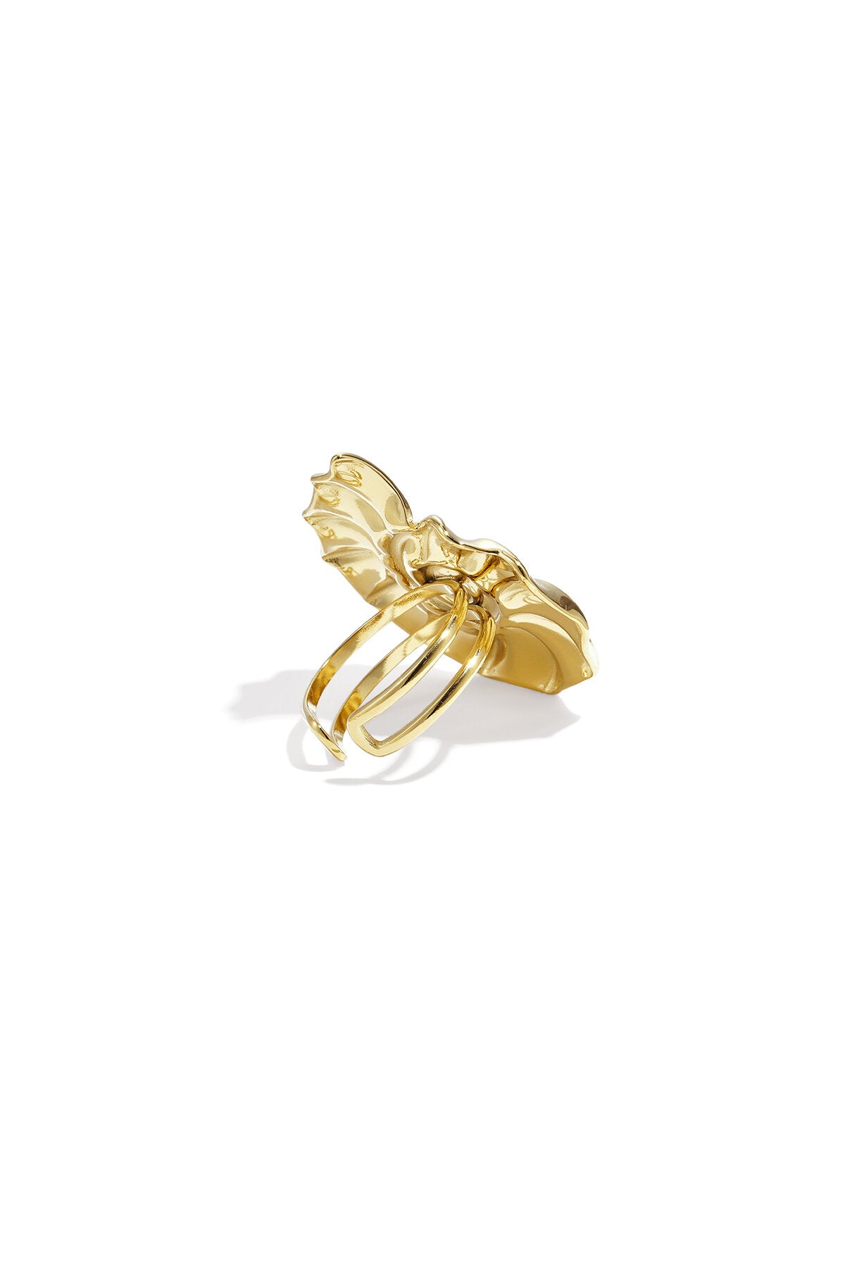 Elegant Adjustable Shell Statement Ring - Silver & Gold