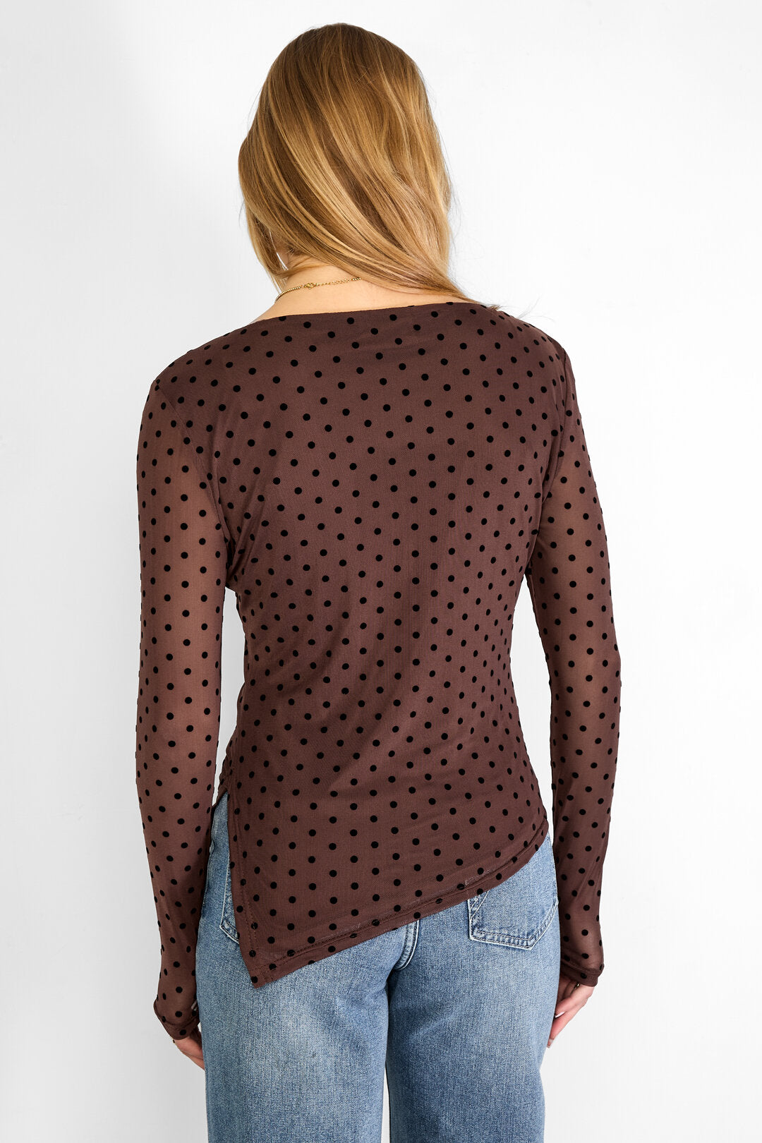 Elegant Polka Dot Long Sleeve Top for Fall/Winter