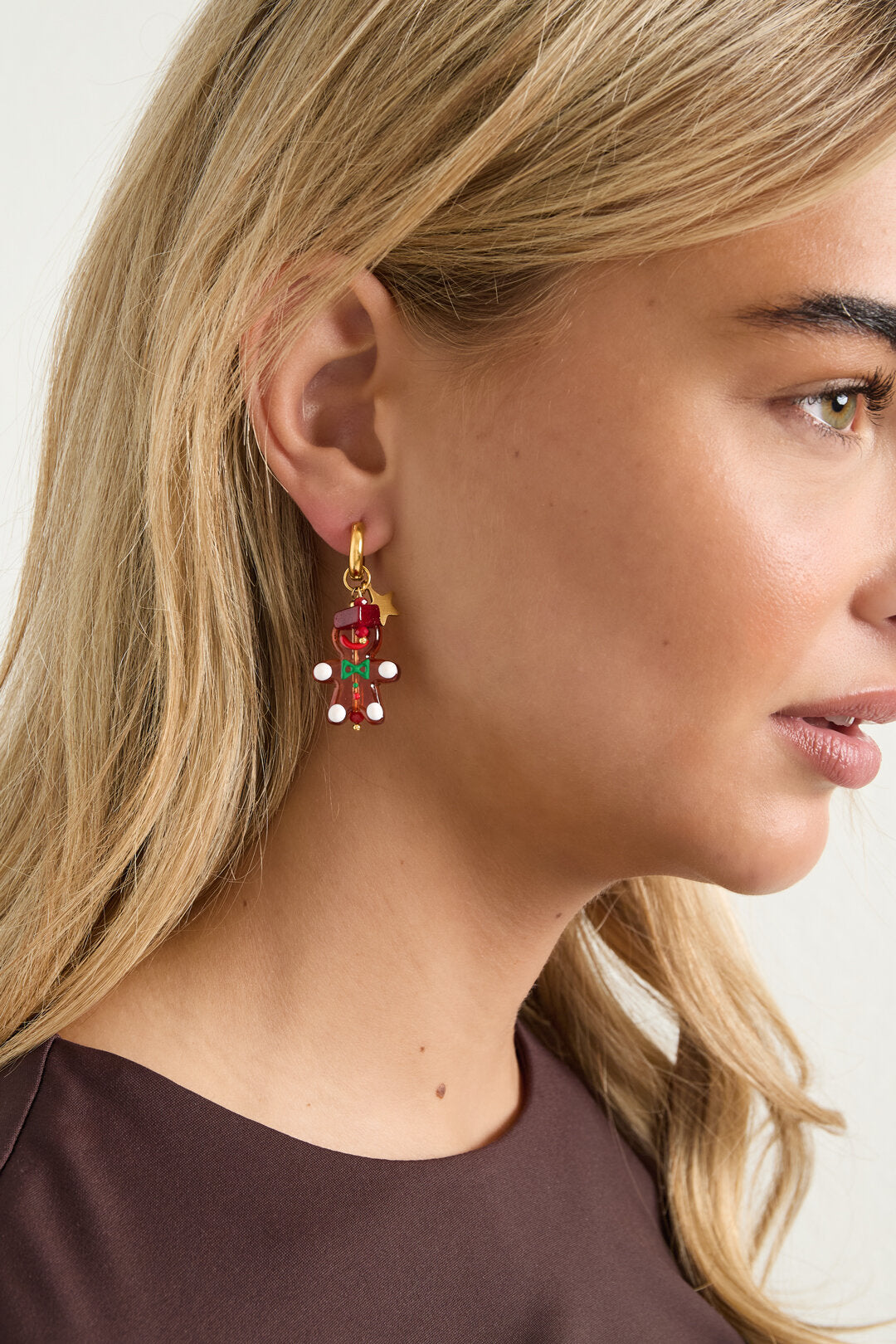Red Crystal Star Drop Earrings for Women