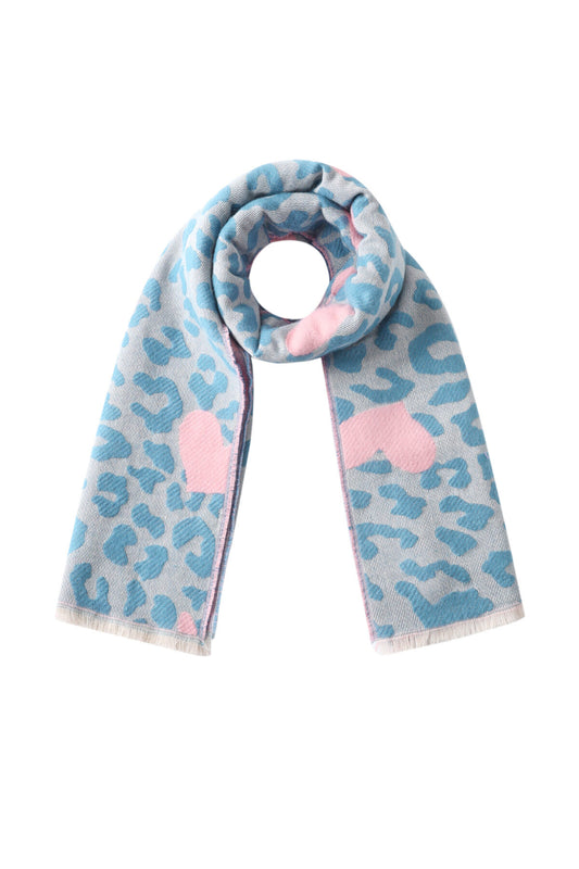 Soft Heart-Print Winter Scarf for Women - Casual & Cozy