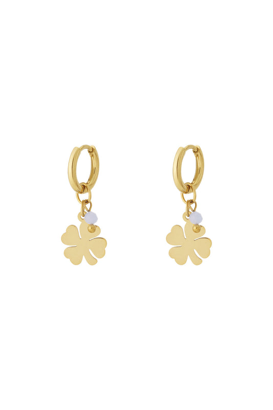 Stylish 14K Gold Plated Clover Drop Earrings