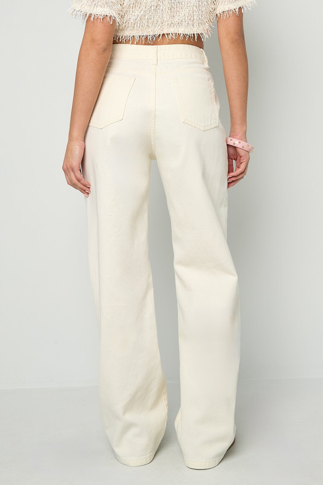 Gimme Off-White Straight Denim Pants - All Fit Comfort