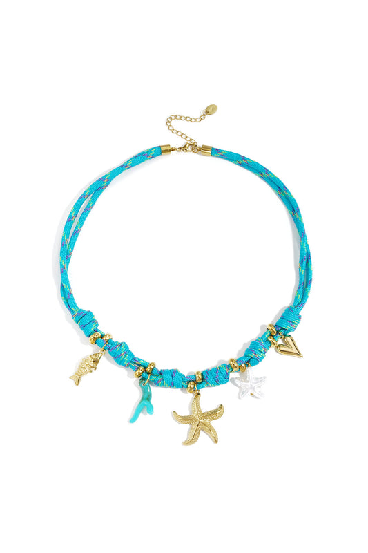 Elegant Blue Starfish Pendant Necklace for Summer