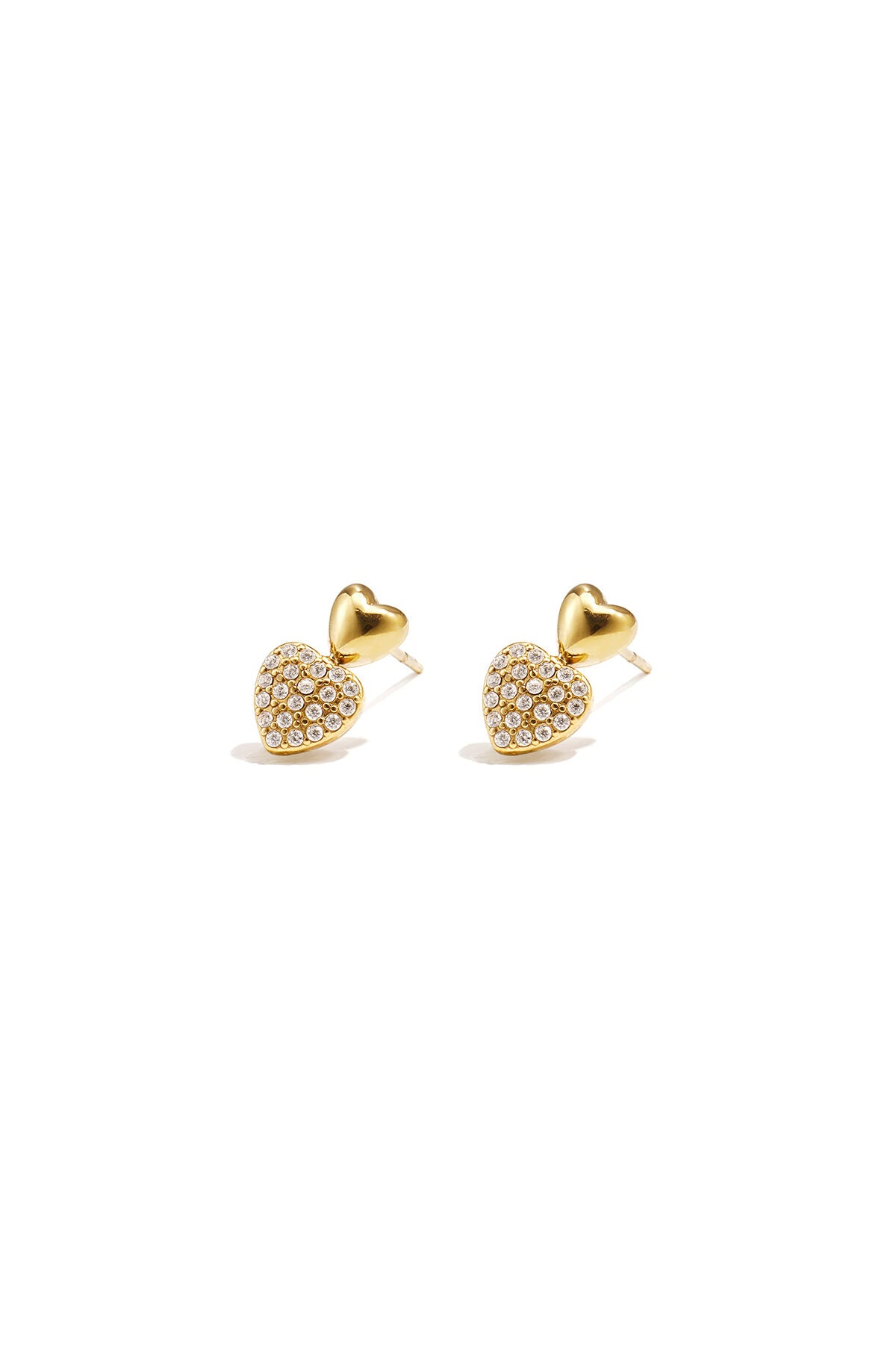 Elegant Pink & White Heart Stud Earrings