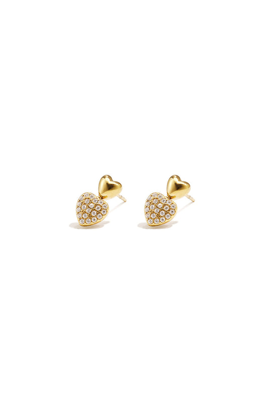 Elegant Pink & White Heart Stud Earrings