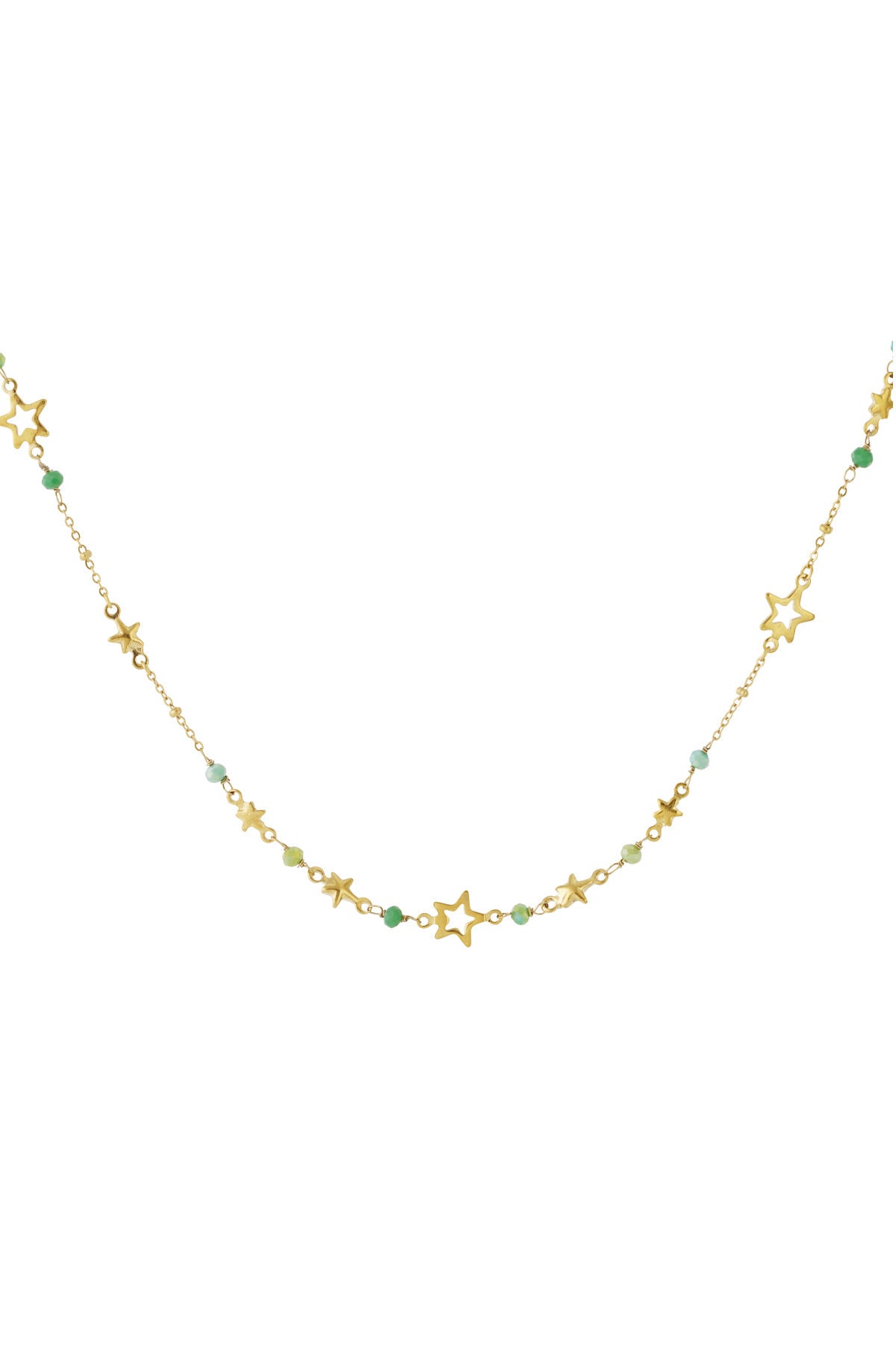 Stylish Pink & Green Star Chain Necklace for Women