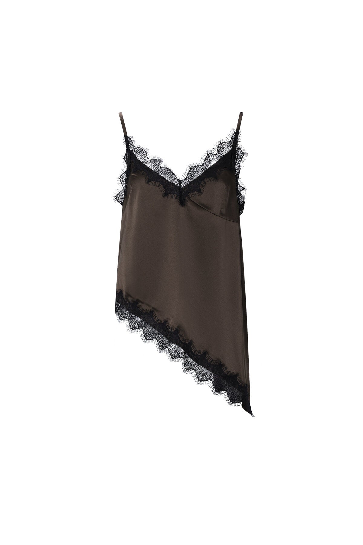 Sexy Lace Panel Camisole in Brown & Black