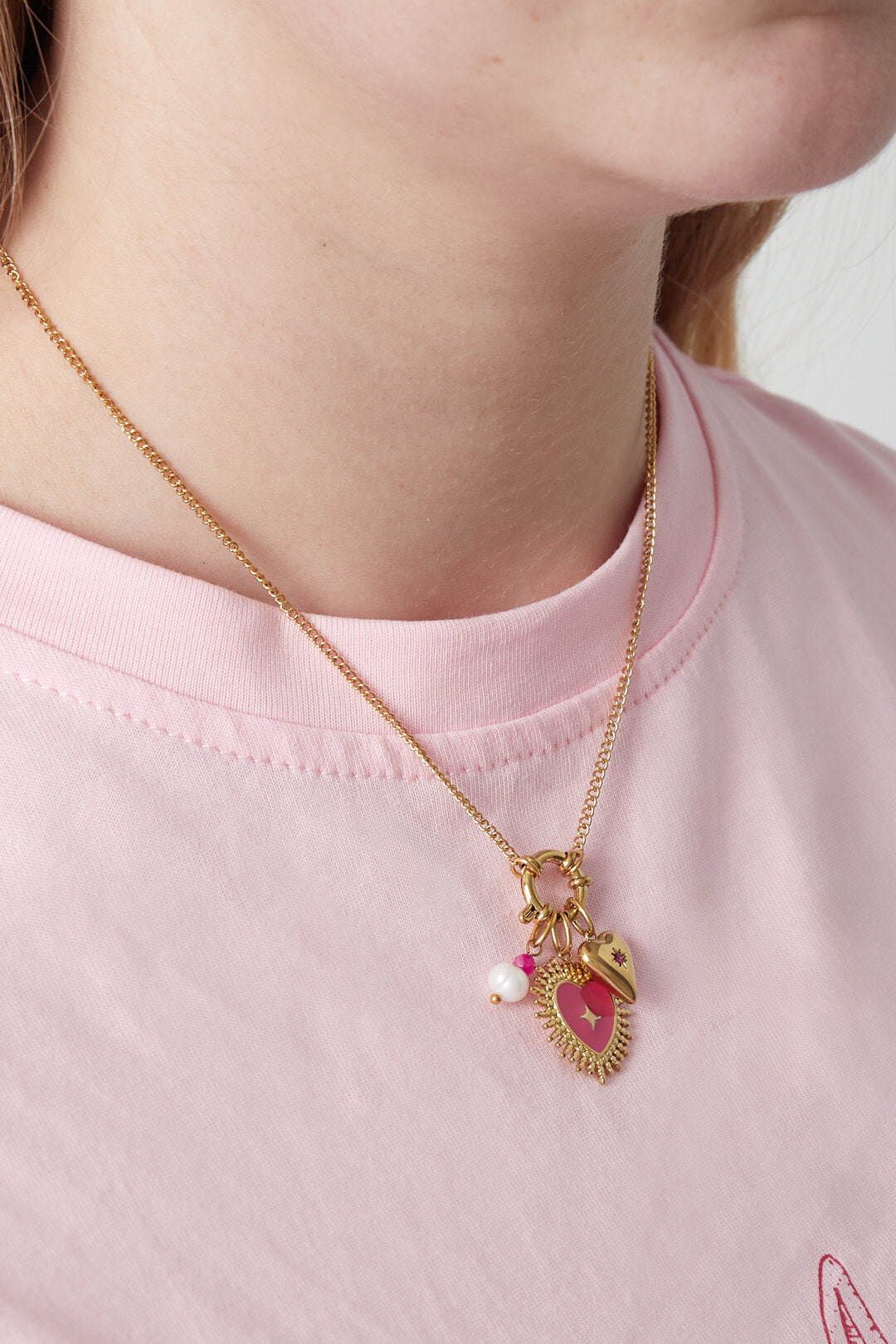Elegant 14K Gold Plated Flower Heart Pendant Necklace