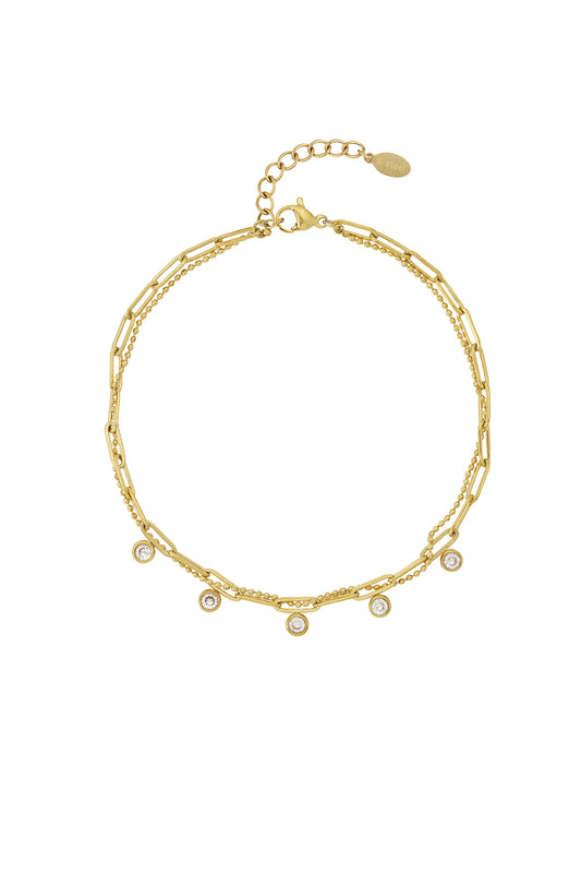 Elegant 14K Gold Plated Rhinestone Ankle Bracelet