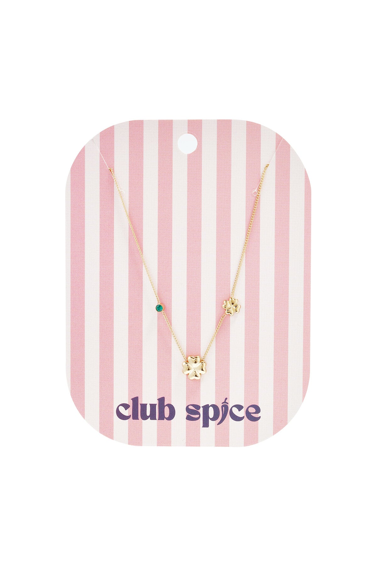Elegant Stainless Steel Clover Pendant Necklace - Pink & Green
