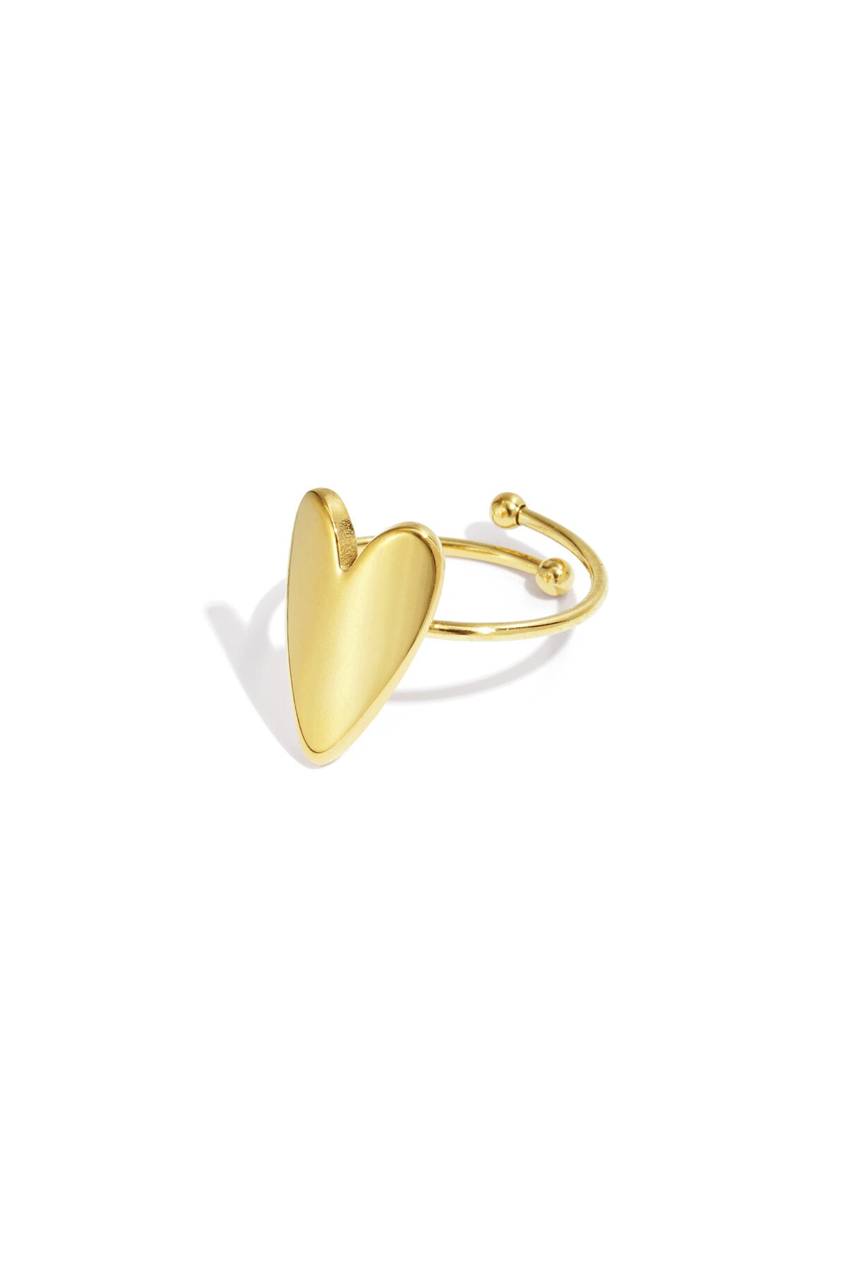 Stylish Adjustable Gold Heart Statement Ring