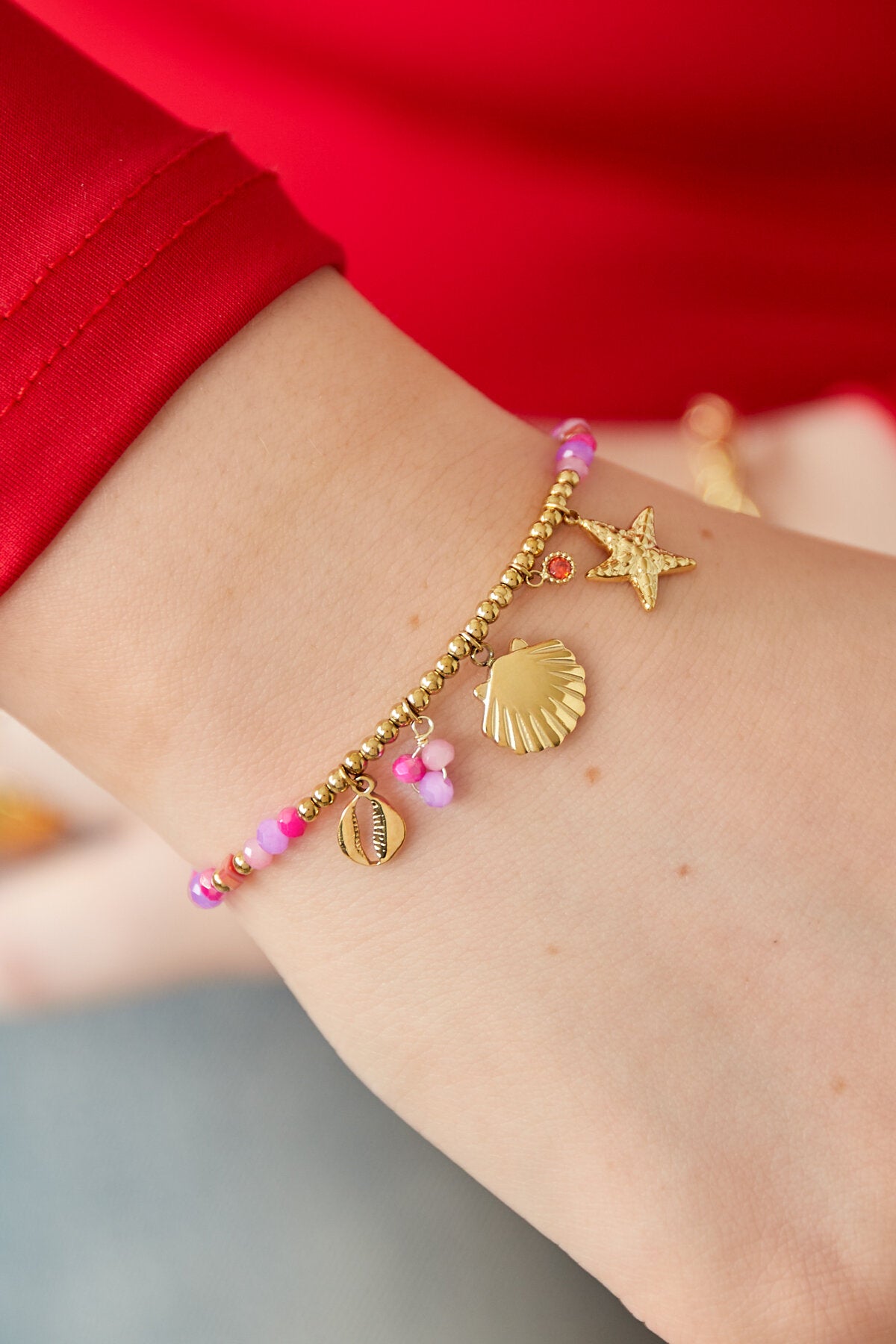Fuchsia Statement Charm Bracelet in 304S Steel