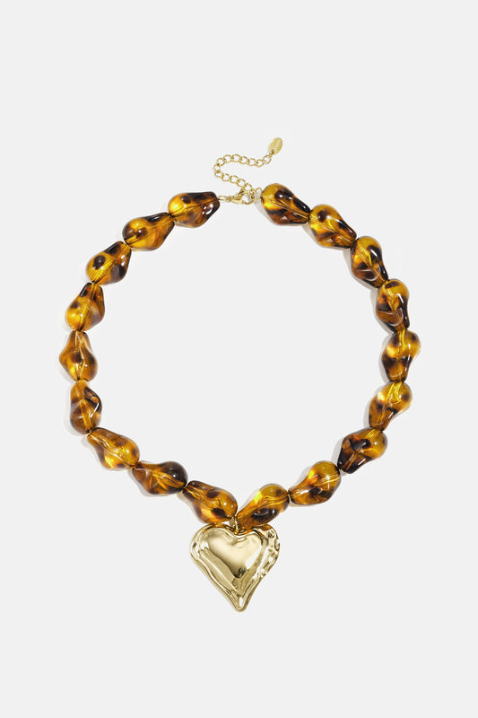 Lumé Retro Heart Beaded Necklace - Luxurious Daily Wear