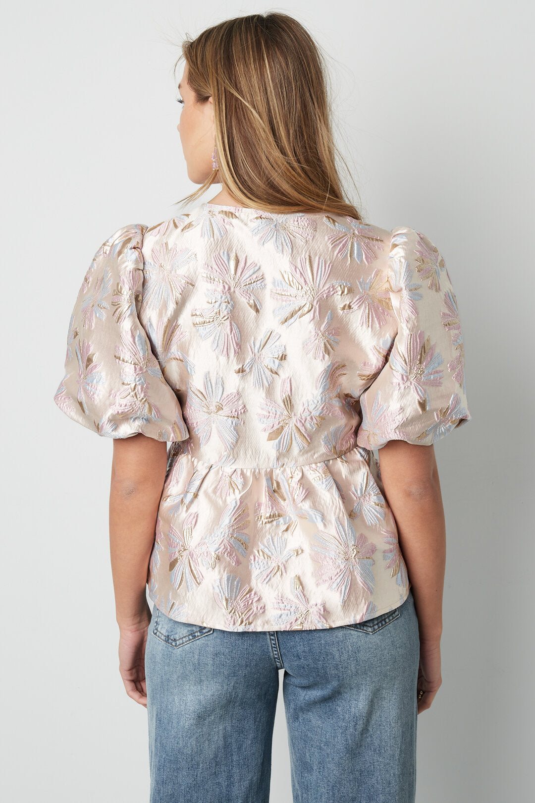 Elegant Floral Short Sleeve Top for Spring/Summer