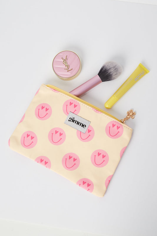 Gimme Yellow Smiling Face Makeup Bag - Casual & Stylish