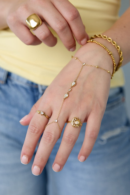 Elegant Silver & Gold Hand Chain for Women