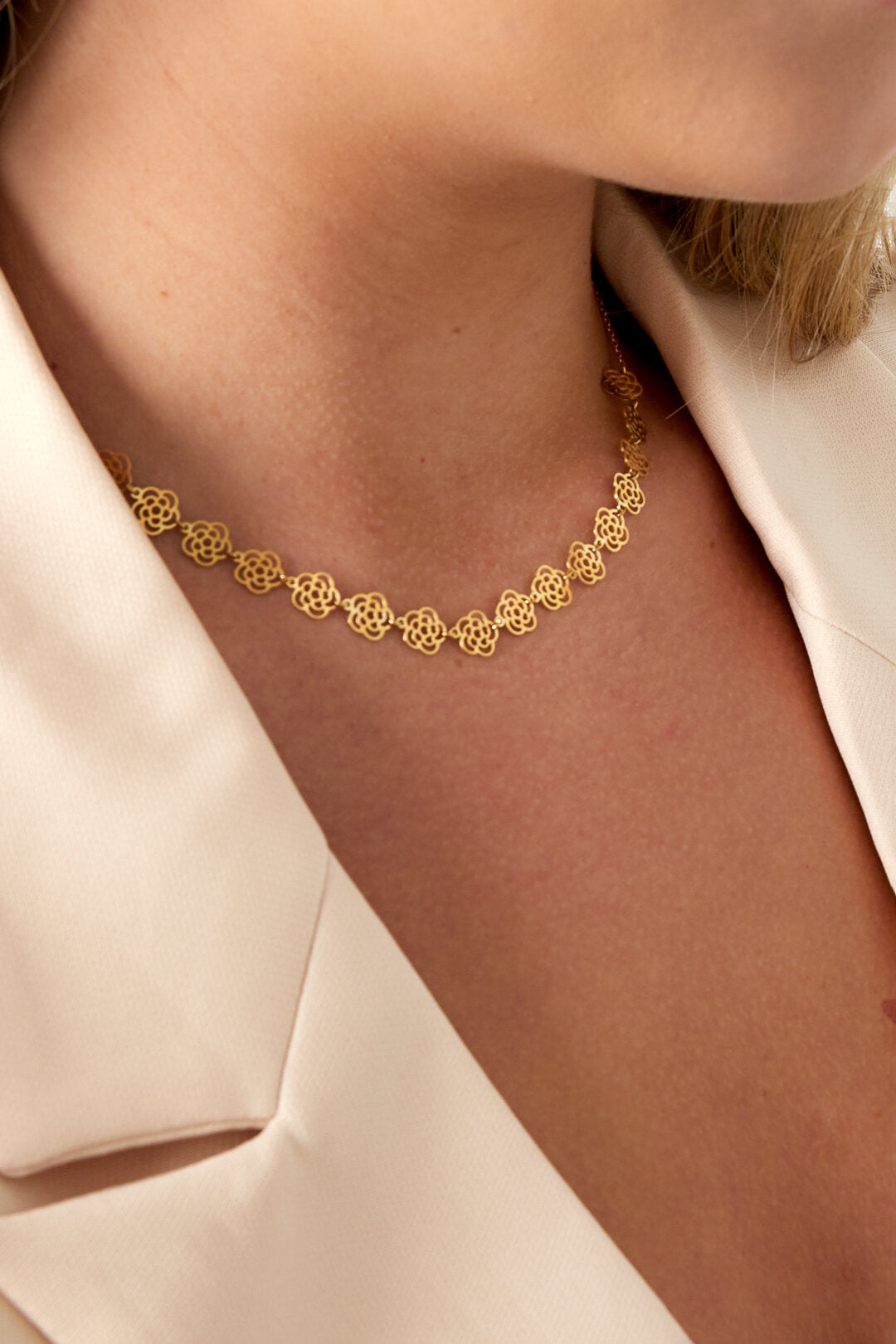 Elegant Flower Chain Necklace for Women - 14K Gold Plated
