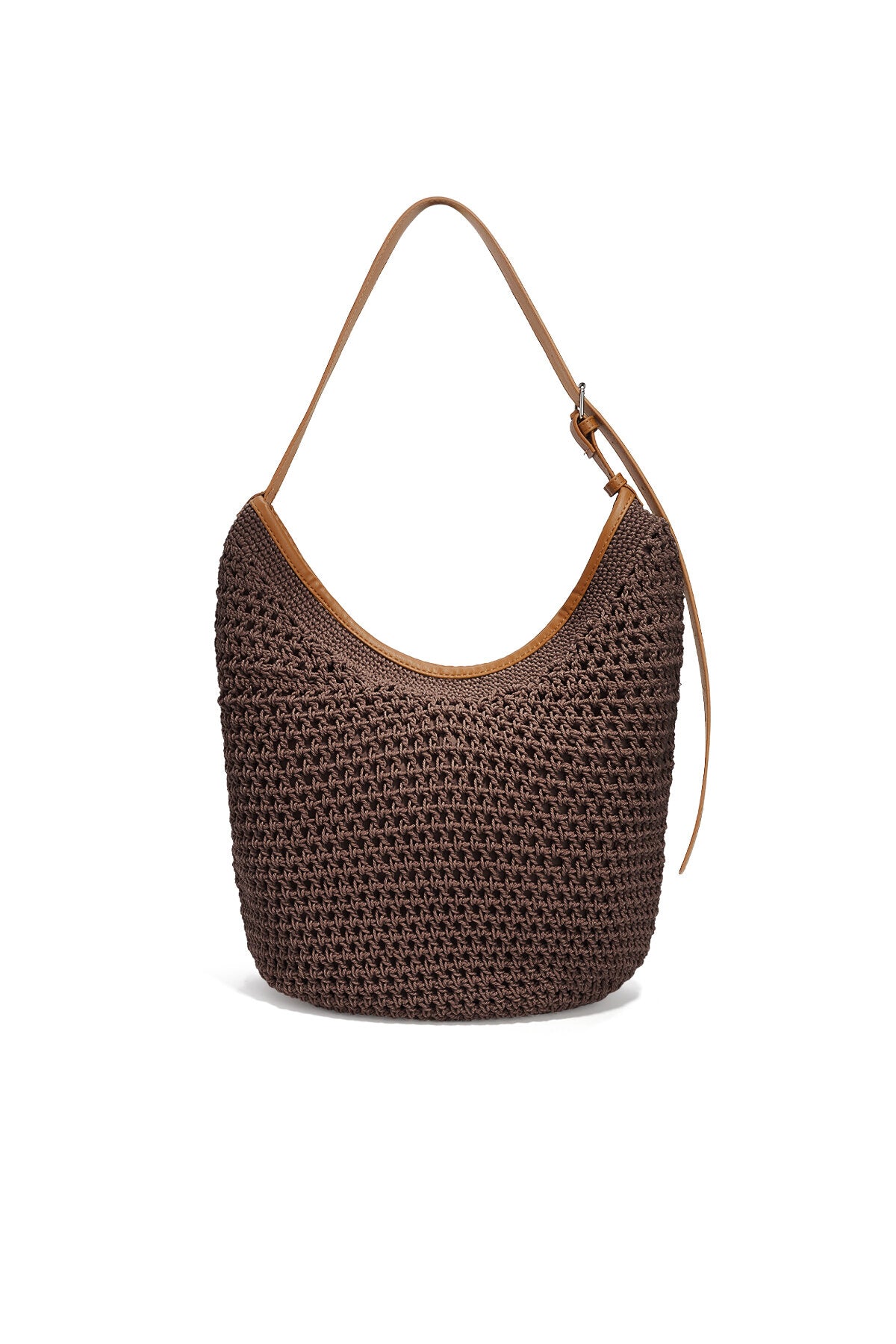Chic Khaki Round Beach Bag for Summer Getaways