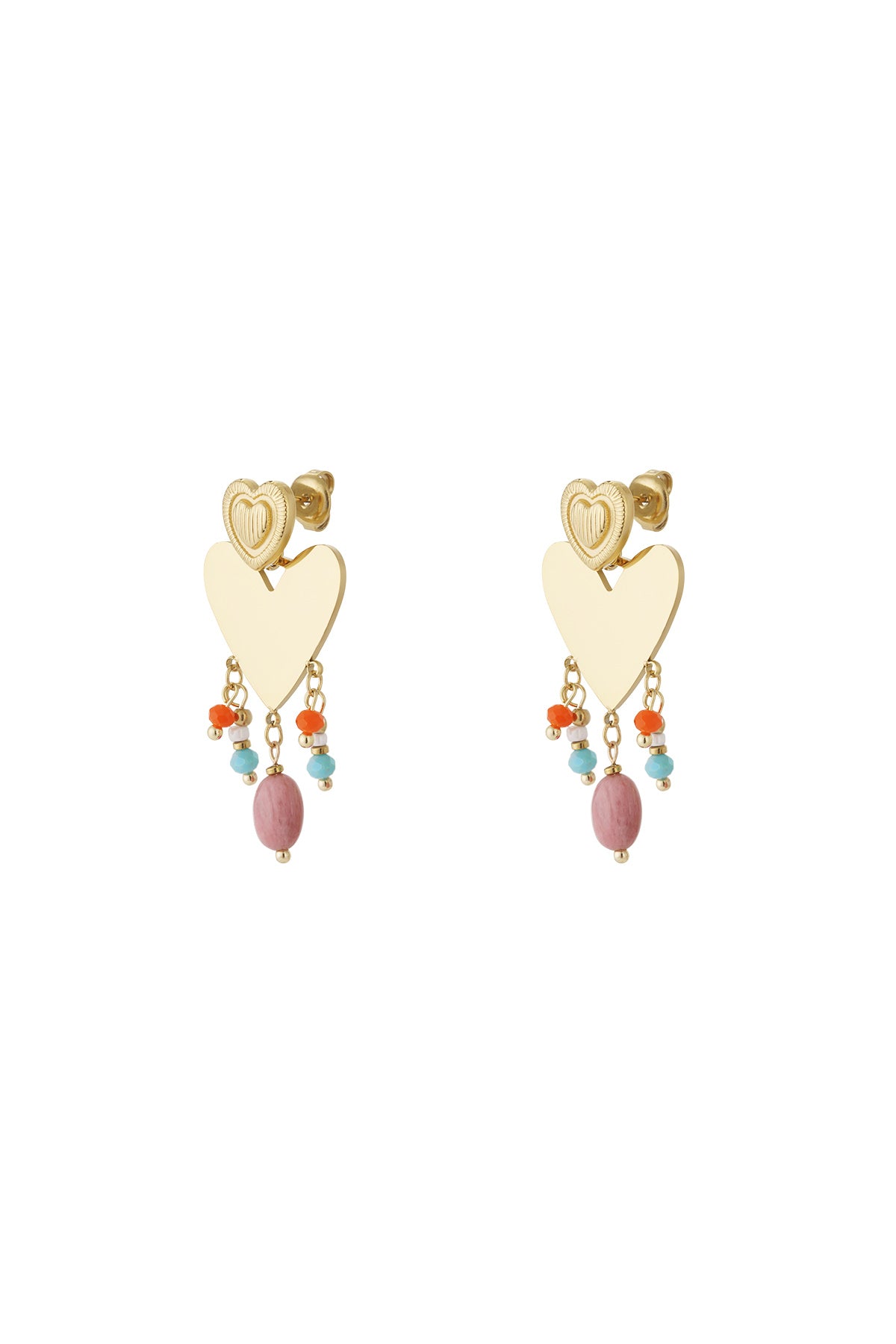 Charming 14K Gold Plated Heart Drop Earrings