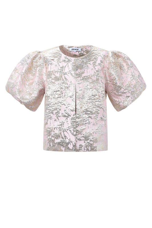 Elegant Pink Floral Short Sleeve Top for Spring/Summer