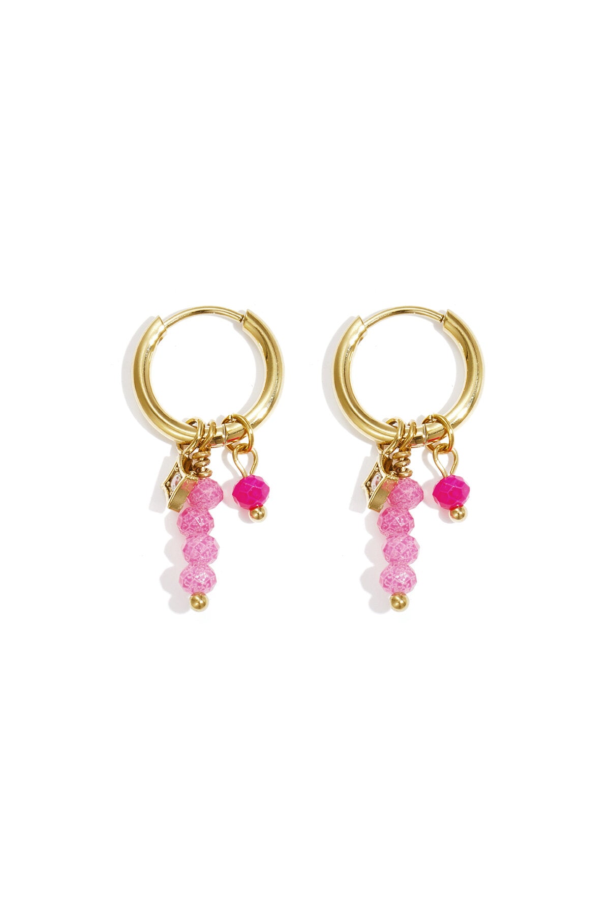 Stylish Pink & Green Bead Earrings for Summer