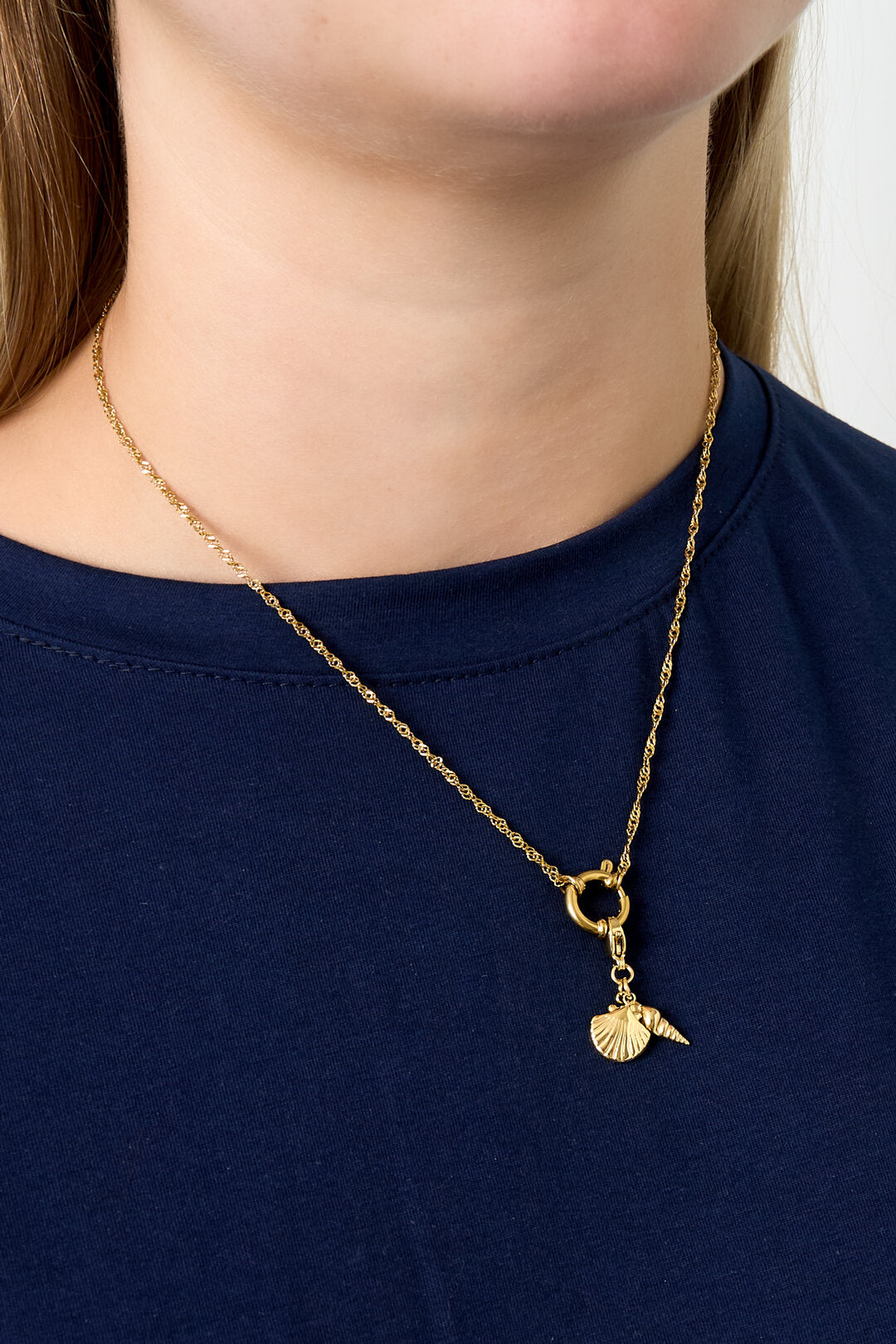 Elegant Gold Color Stainless Steel Chain Necklace for Women