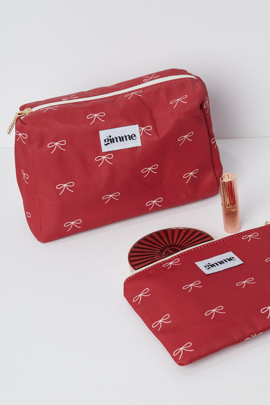 Classic Red Stripe Makeup Bag for Daily Use