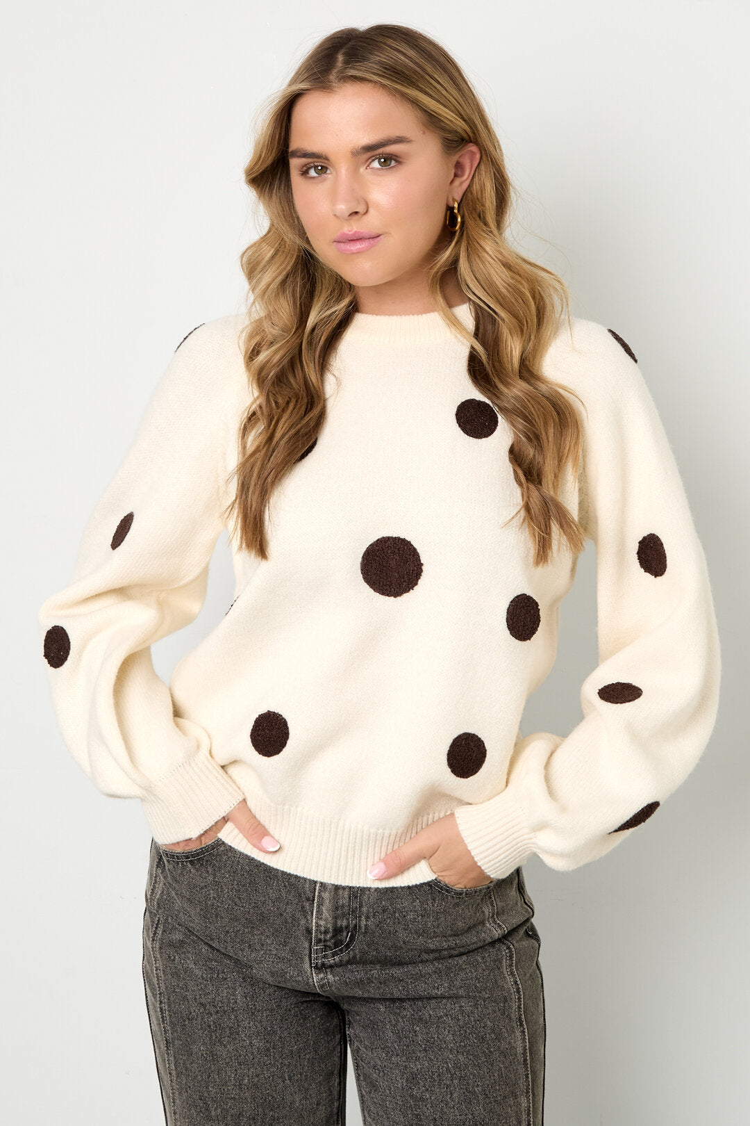 Cozy Knitted Sweater for Fall/Winter - Polka Dots
