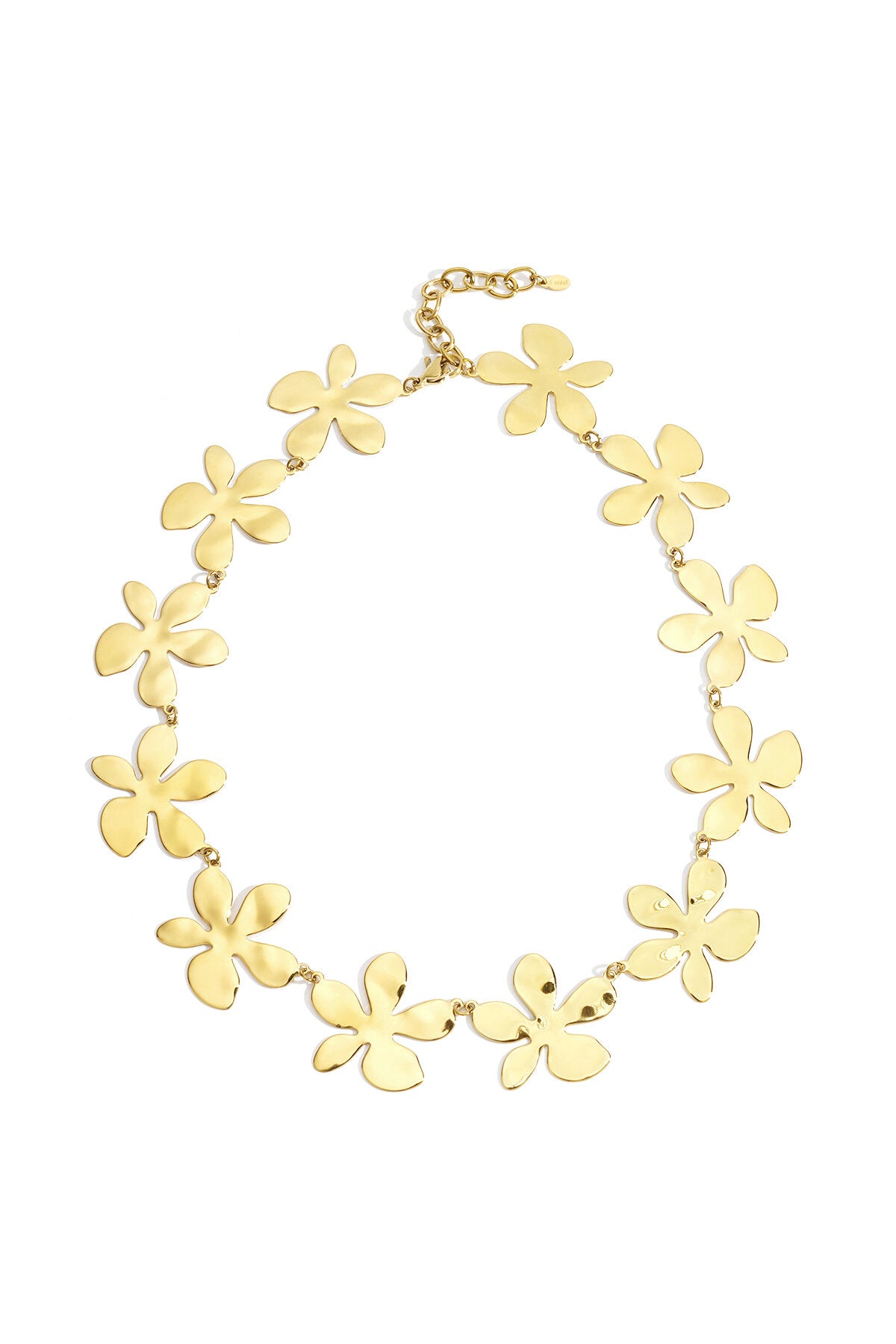 Elegant Gold-Toned Stainless Steel Flower Necklace