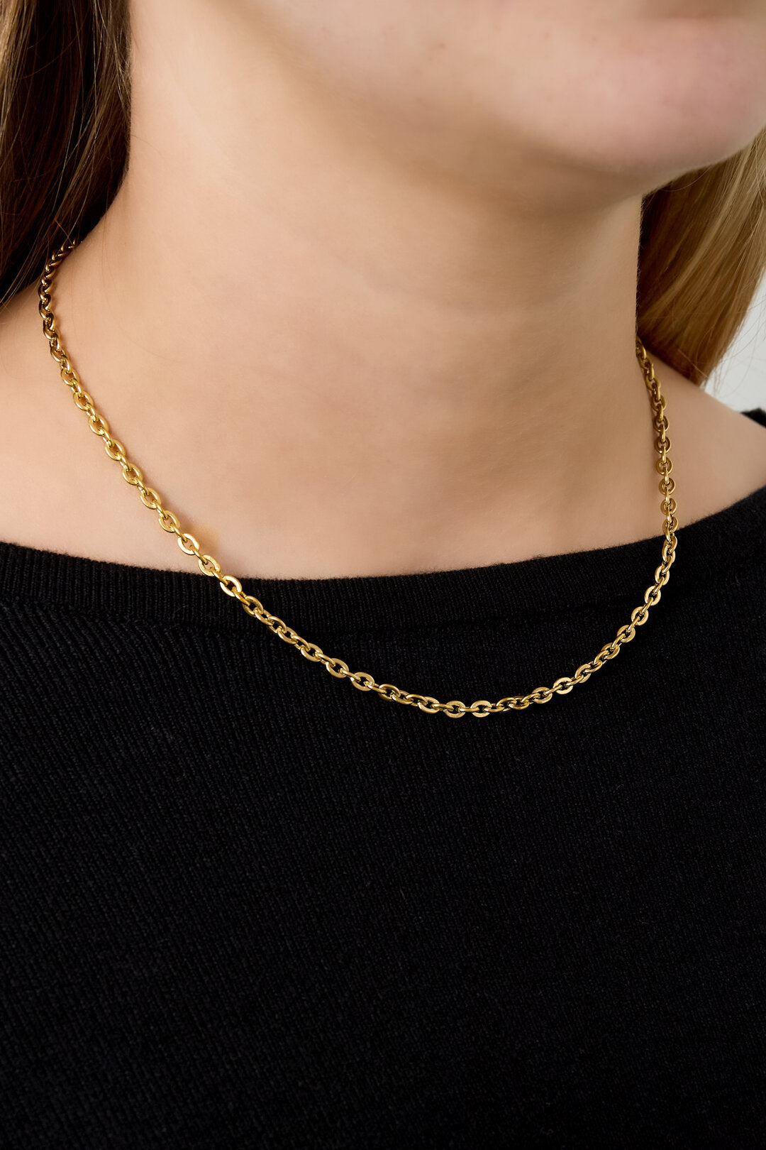 Elegant Gold Color Stainless Steel Chain Necklace