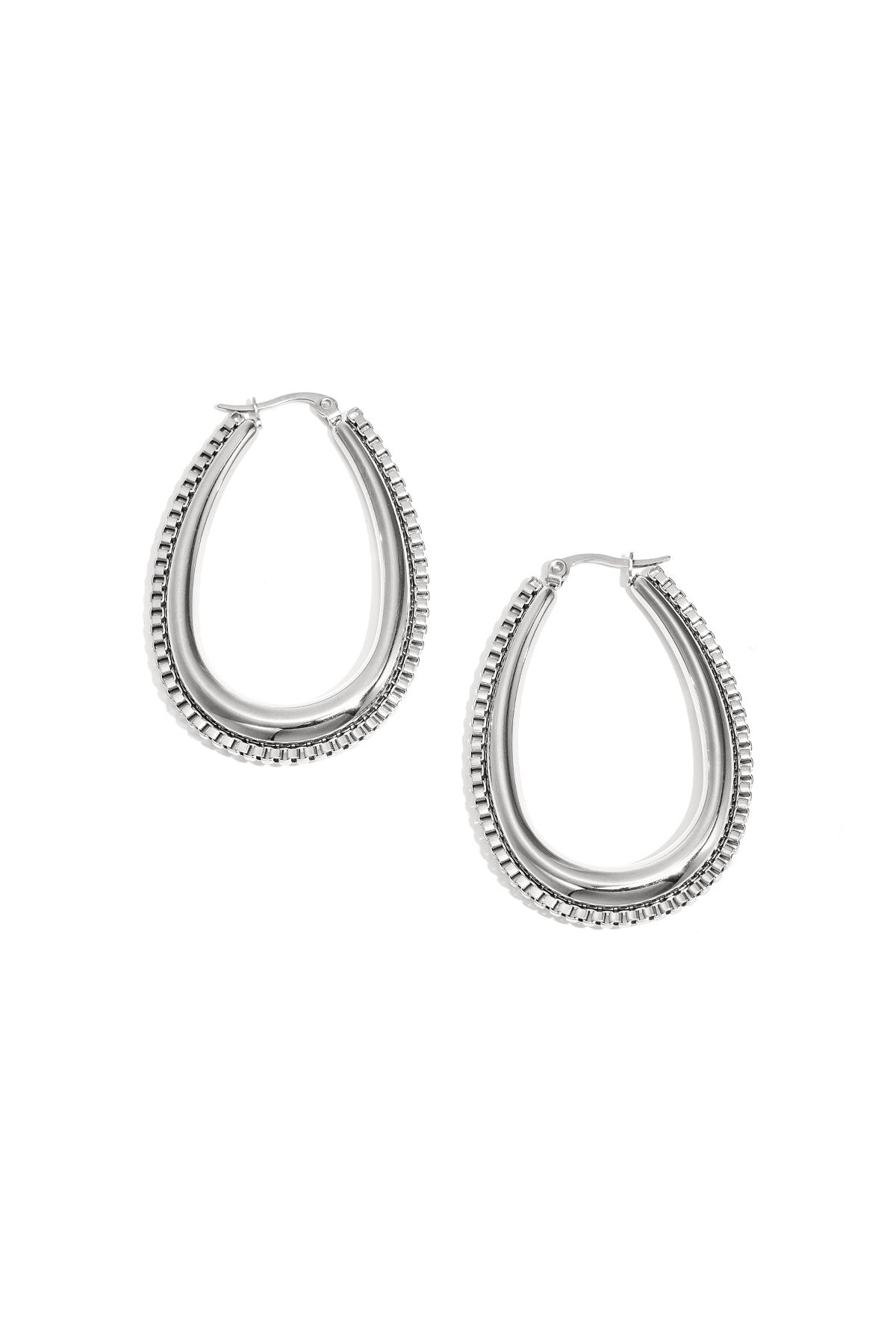 Stylish Stainless Steel Hoop Earrings - Silver & Gold