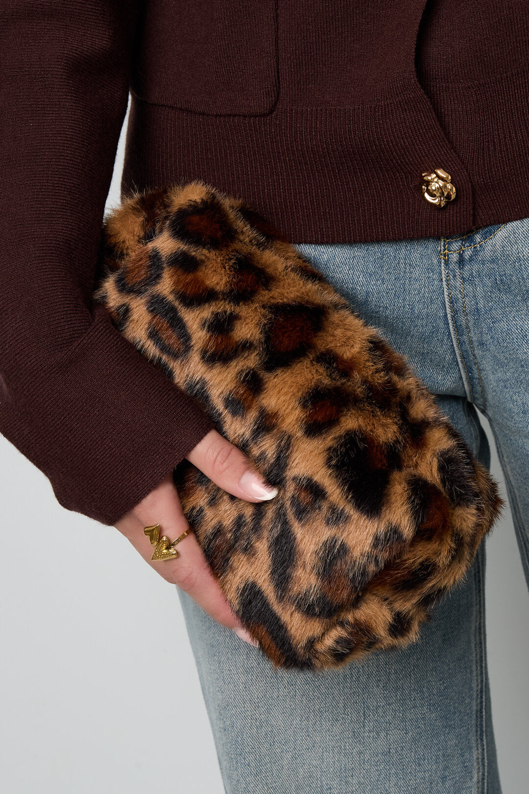 Stylish Khaki Leopard Print Makeup Bag for Women
