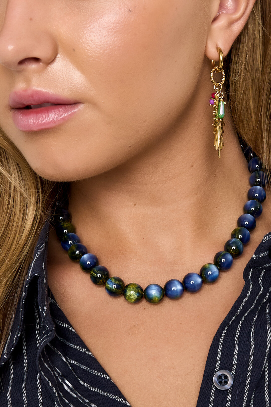Chic Resin & Stainless Steel Beaded Necklace