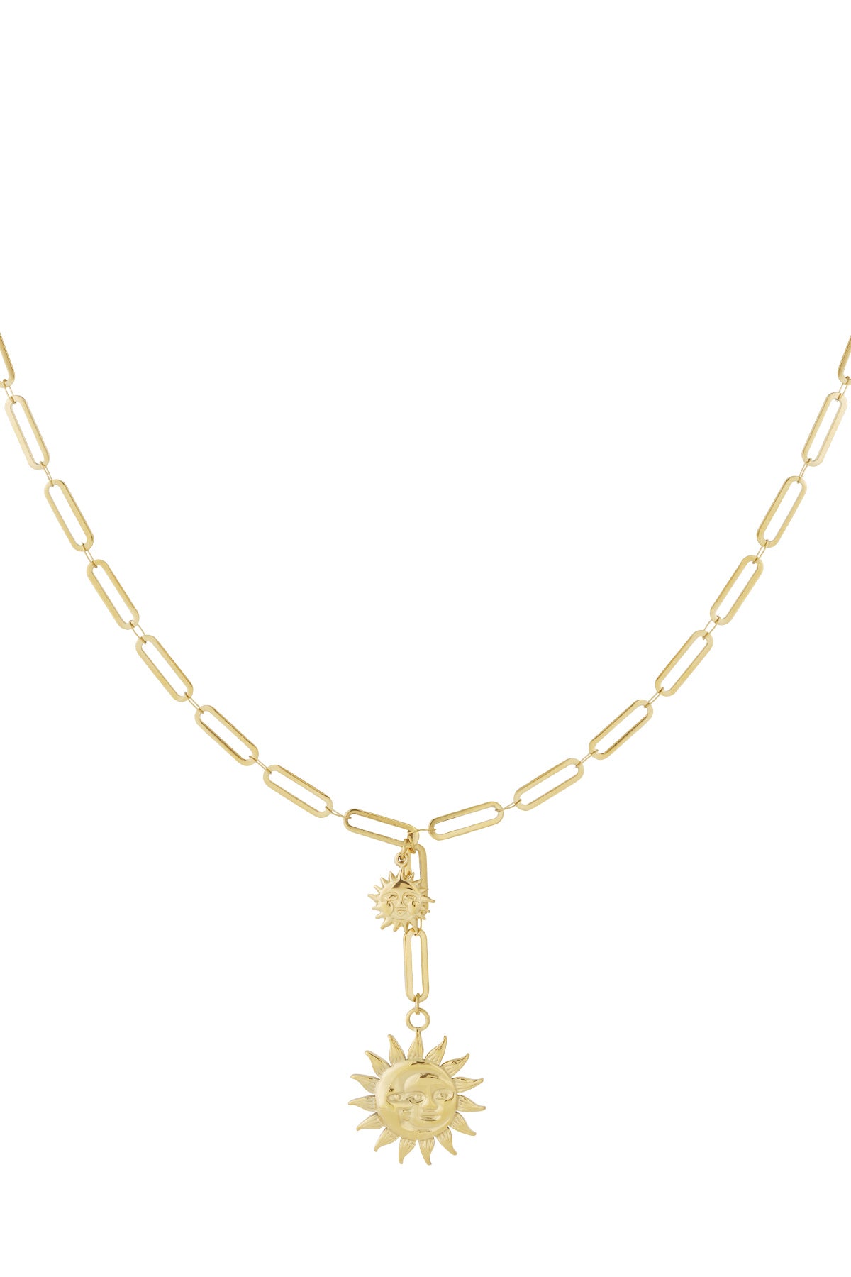 Elegant 14K Gold Plated Sun Pendant Necklace