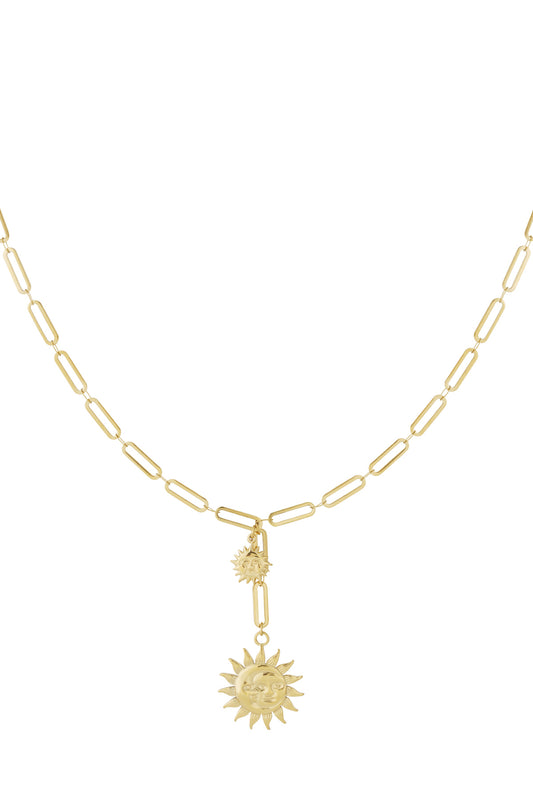 Elegant 14K Gold Plated Sun Pendant Necklace