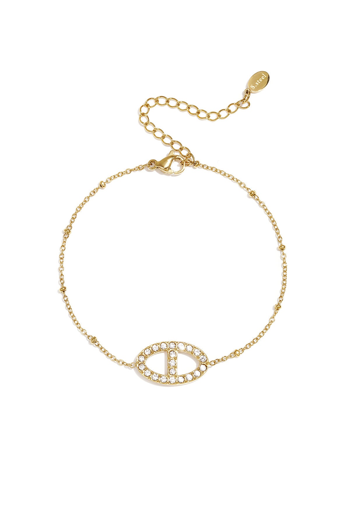 Elegant Heart Charm Bracelet in Silver & Gold
