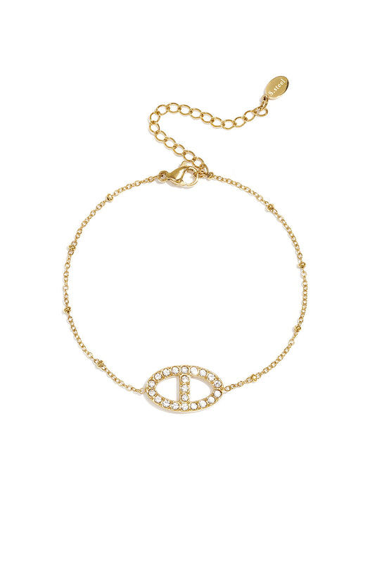 Elegant Heart Charm Bracelet in Silver & Gold