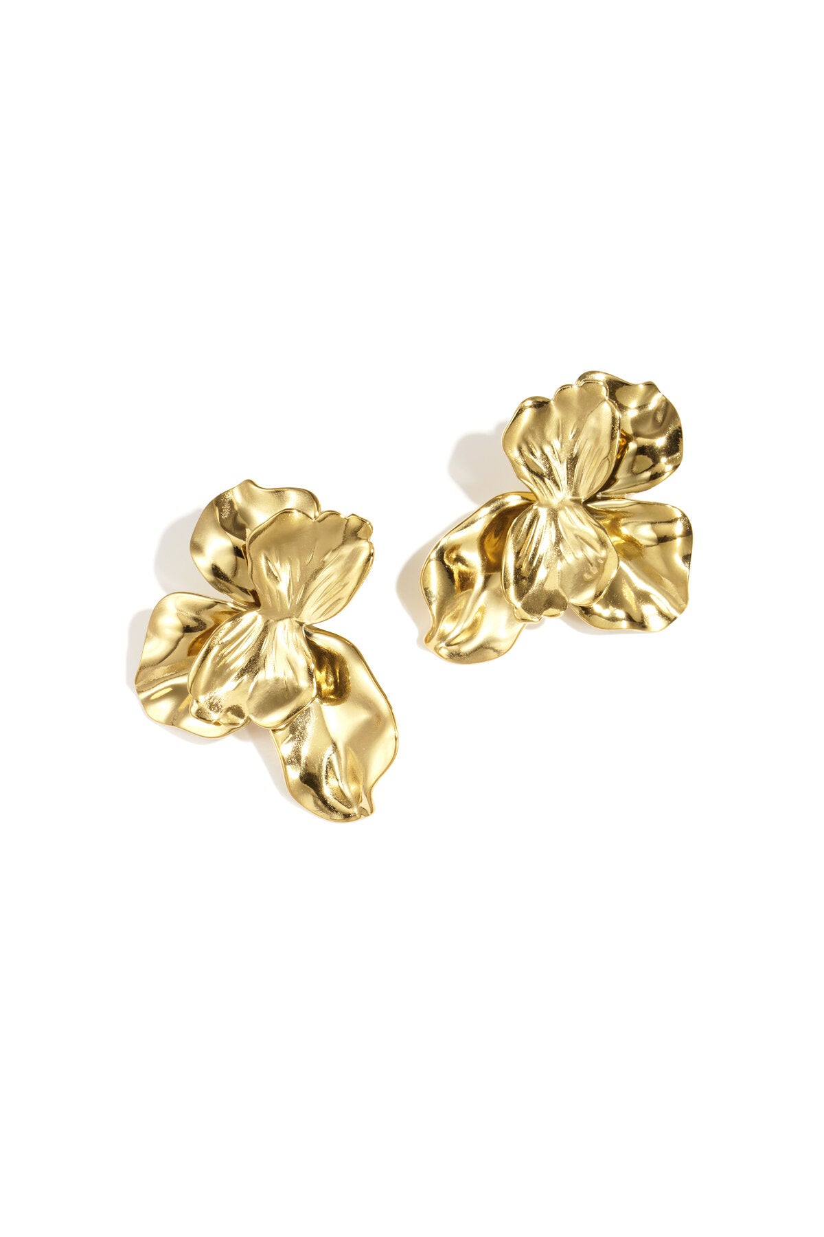 Elegant Gold-Toned Flower Stud Earrings